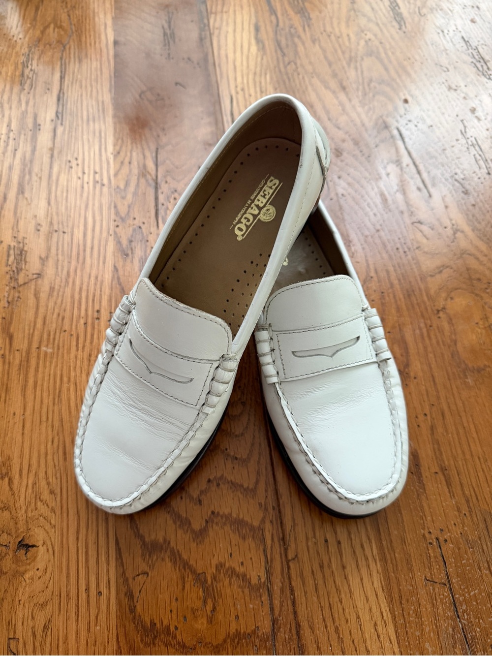 Sebago White Leather Penny Loafers